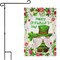 G128 Combo Pack: Garden Flag Stand Black 36 in x 16 in & Garden Flag Happy St. Patrick's Day Decoration Decoration Leprechaun Gnome 12"x18" Double-Sided Blockout Fabric